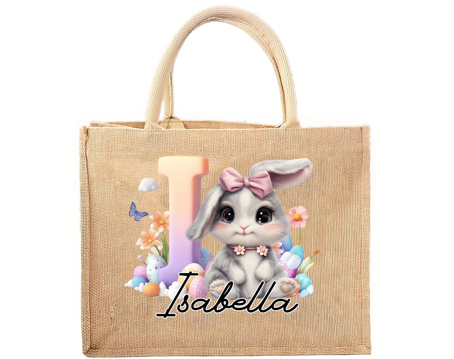 Lovely Bunnies - Personalized Custom Jute Tote Bag - Image 7