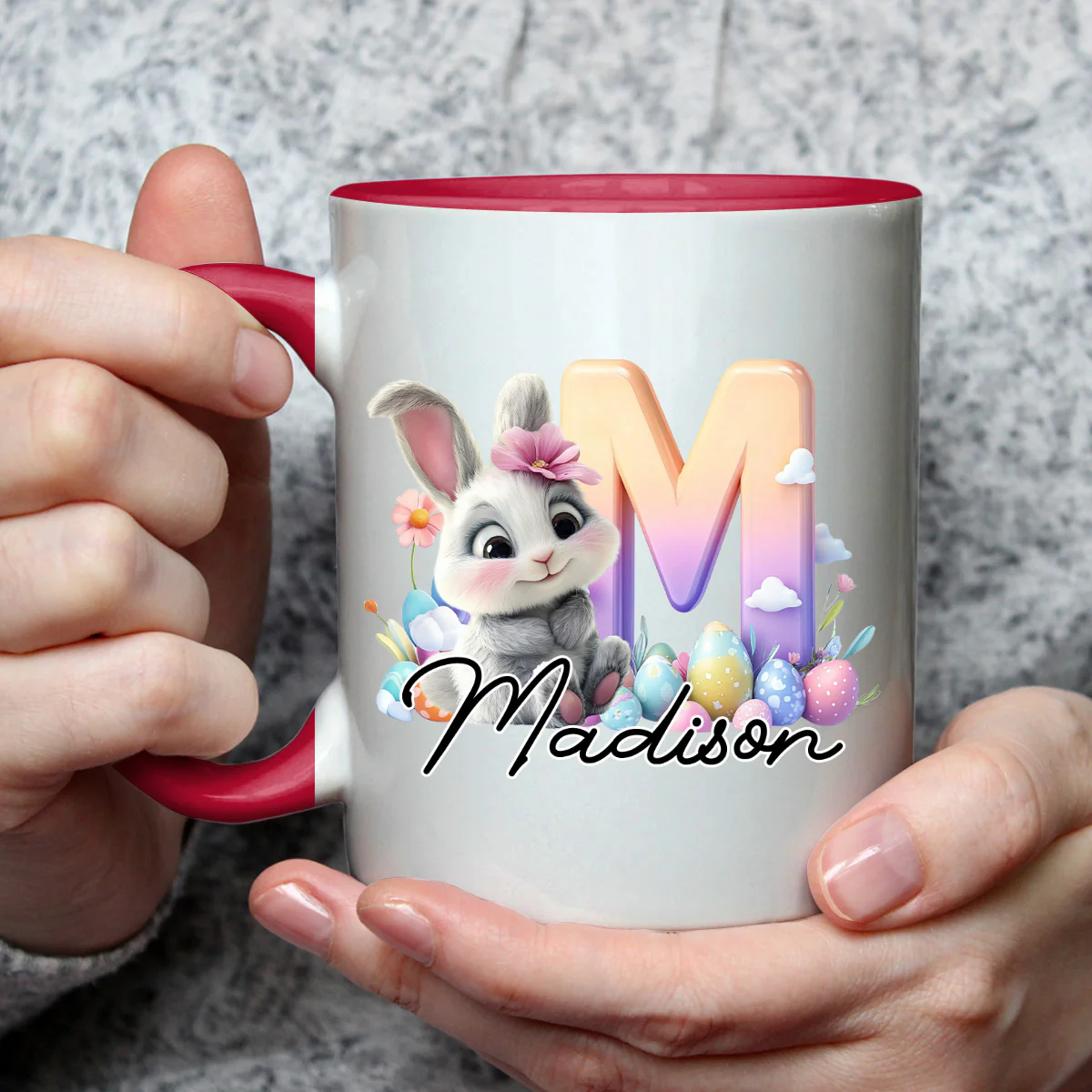 Lovely Bunny Kid - Personalized Custom Accent Mug - Image 2