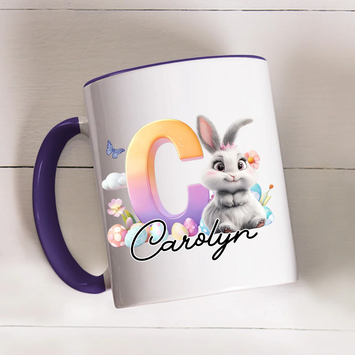 Lovely Bunny Kid - Personalized Custom Accent Mug - Image 3