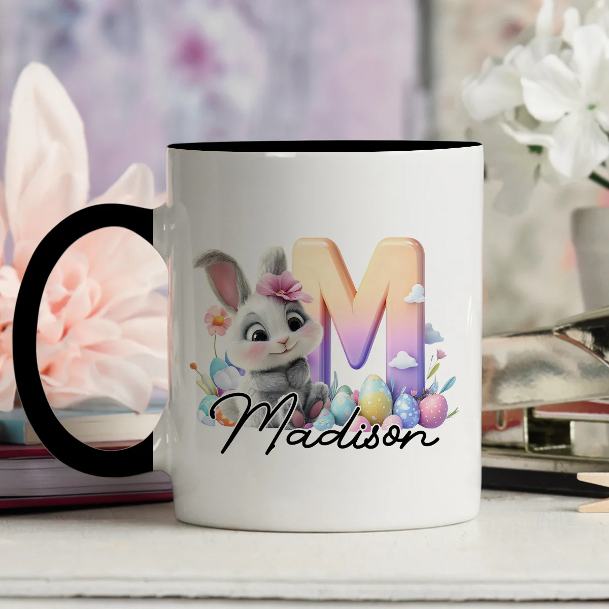 Lovely Bunny Kid - Personalized Custom Accent Mug - Image 4