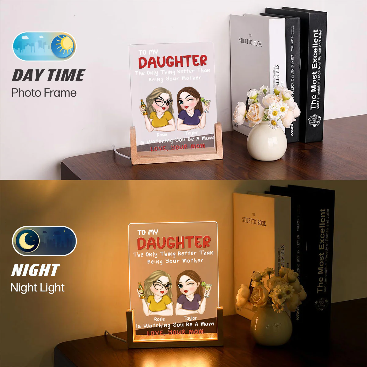 Lovely Daughter - Personalized Custom Plaque With Walnut Base - Image 5