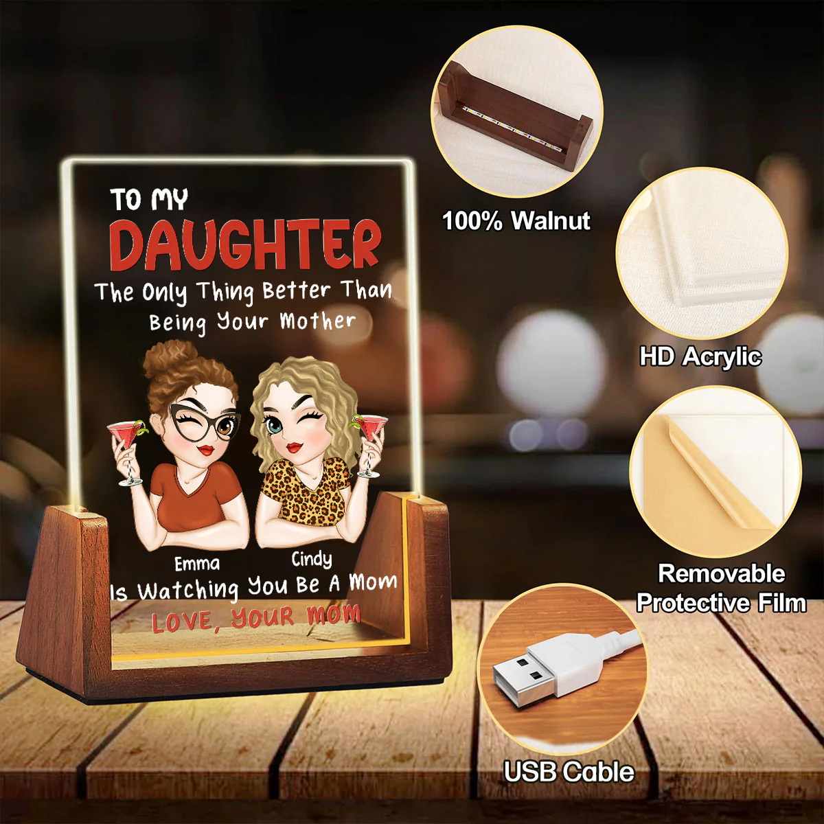 Lovely Daughter - Personalized Custom Plaque With Walnut Base - Image 6