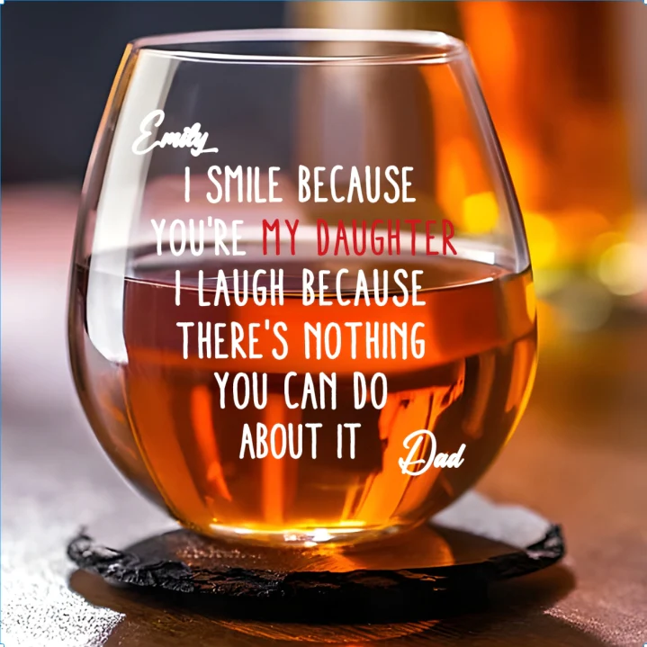 Lovely Daughter - Personalized Custom Wine Glass - Image 4