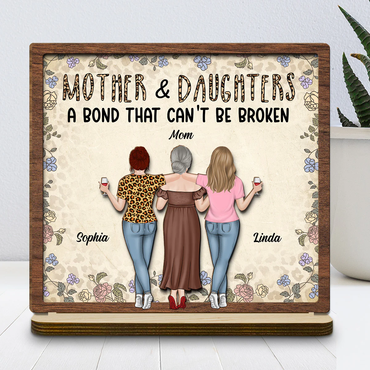 Lovely Daughters - Personalized Custom 2-Layer Wood Plaque With Flat Base - Image 3