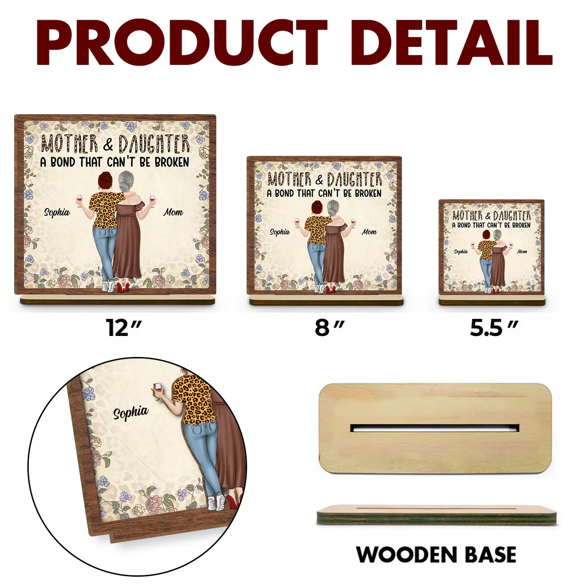 Lovely Daughters - Personalized Custom 2-Layer Wood Plaque With Flat Base - Image 4