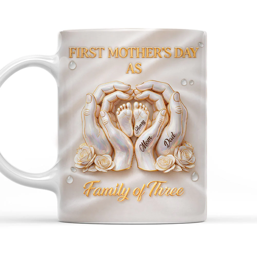 Lovely Family Of Three - Personalized Custom 3D Inflated Effect Mug