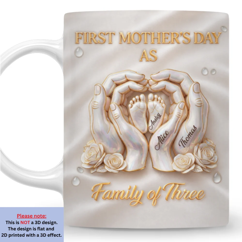Lovely Family Of Three - Personalized Custom 3D Inflated Effect Mug - Image 2