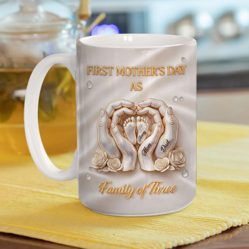 Lovely Family Of Three - Personalized Custom 3D Inflated Effect Mug - Image 4