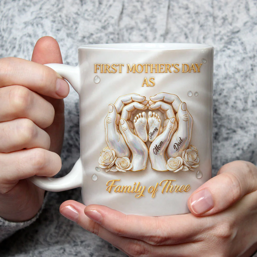 Lovely Family Of Three - Personalized Custom 3D Inflated Effect Mug - Image 5