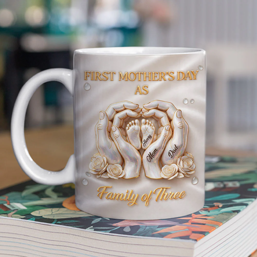 Lovely Family Of Three - Personalized Custom 3D Inflated Effect Mug - Image 6