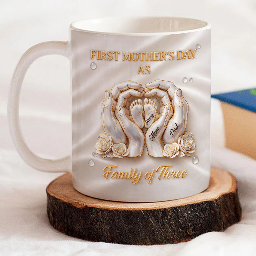 Lovely Family Of Three - Personalized Custom 3D Inflated Effect Mug - Image 7