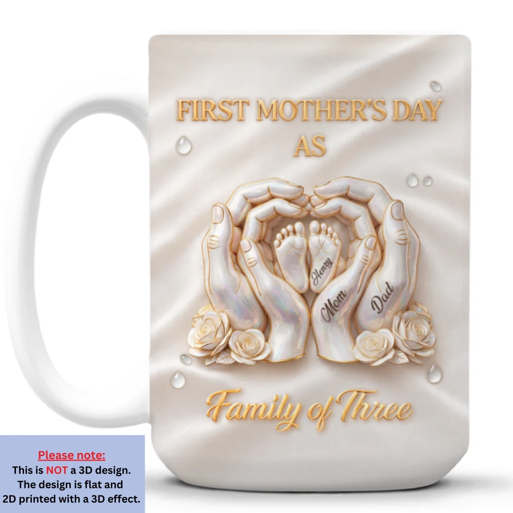 Lovely Family Of Three - Personalized Custom 3D Inflated Effect Mug - Image 9