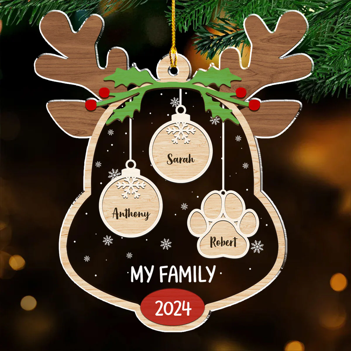 Lovely Family - Personalized Custom Acrylic Ornament - Image 2