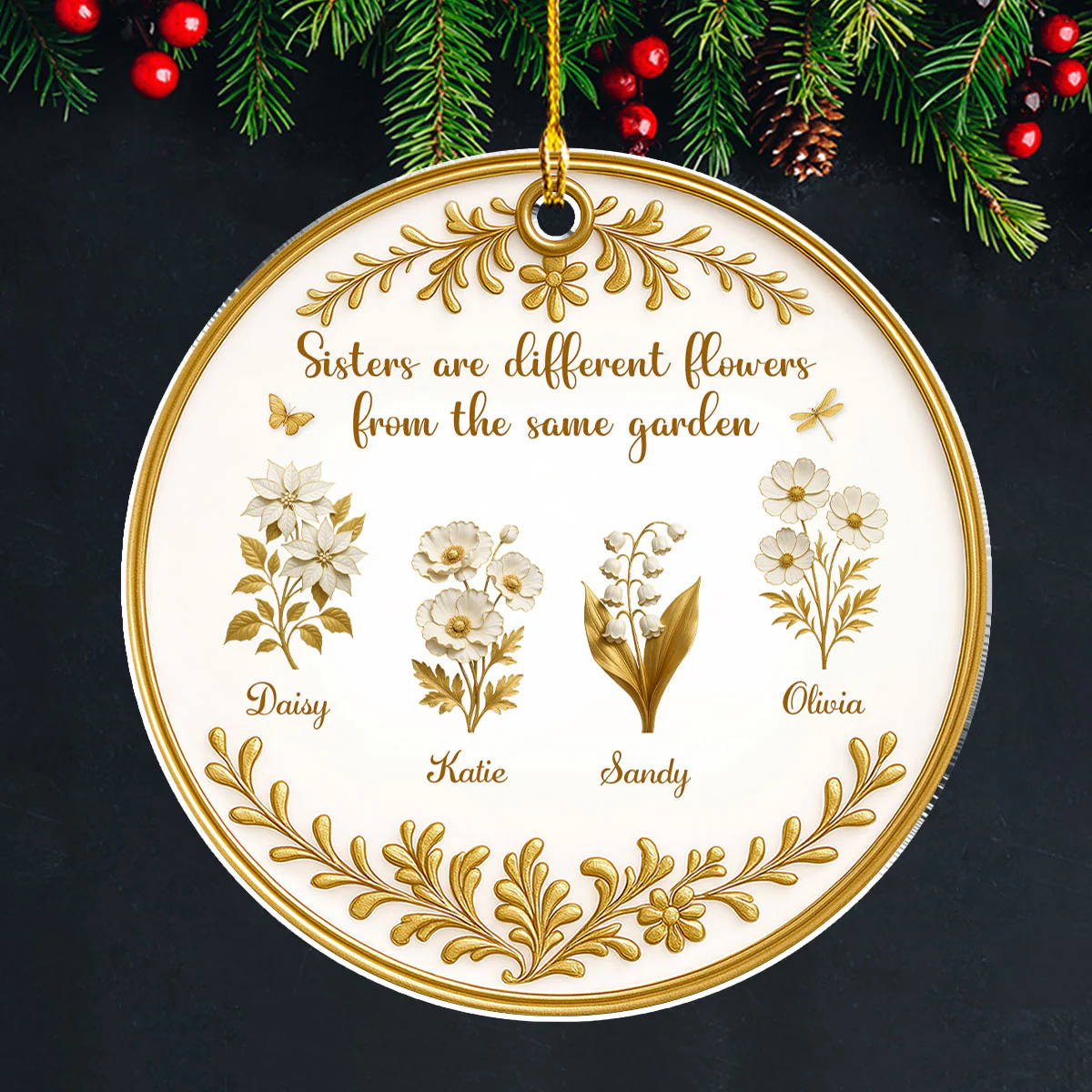 Lovely Flowers - Personalized Custom Acrylic Ornament - Image 4