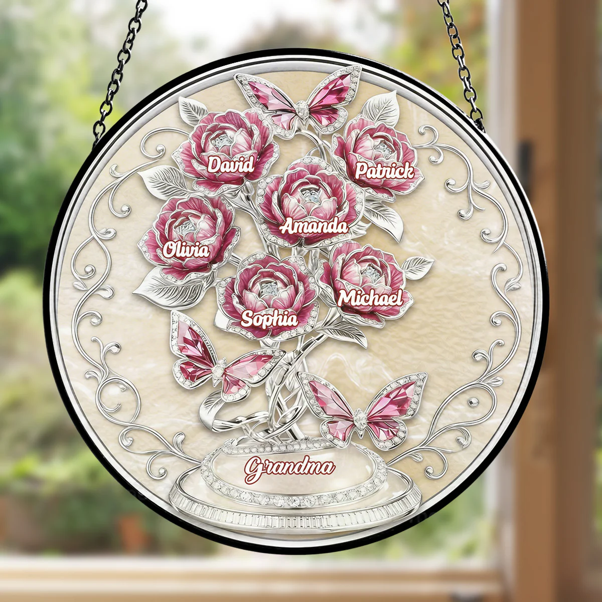 Lovely Flowers - Personalized Custom Window Hanging Suncatcher