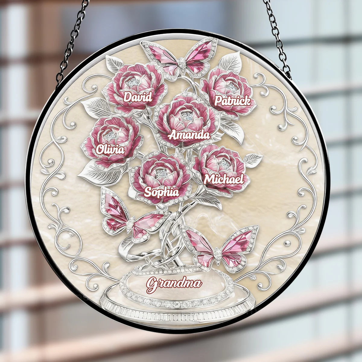 Lovely Flowers - Personalized Custom Window Hanging Suncatcher - Image 2