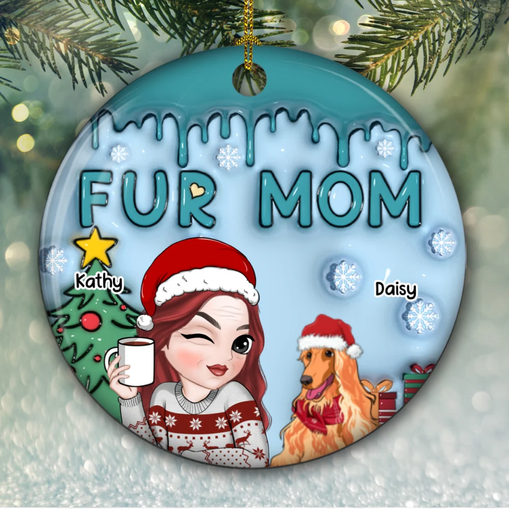 Lovely Fur Mom - Personalized Custom 3D Inflated Effect Ceramic Ornament - Image 6