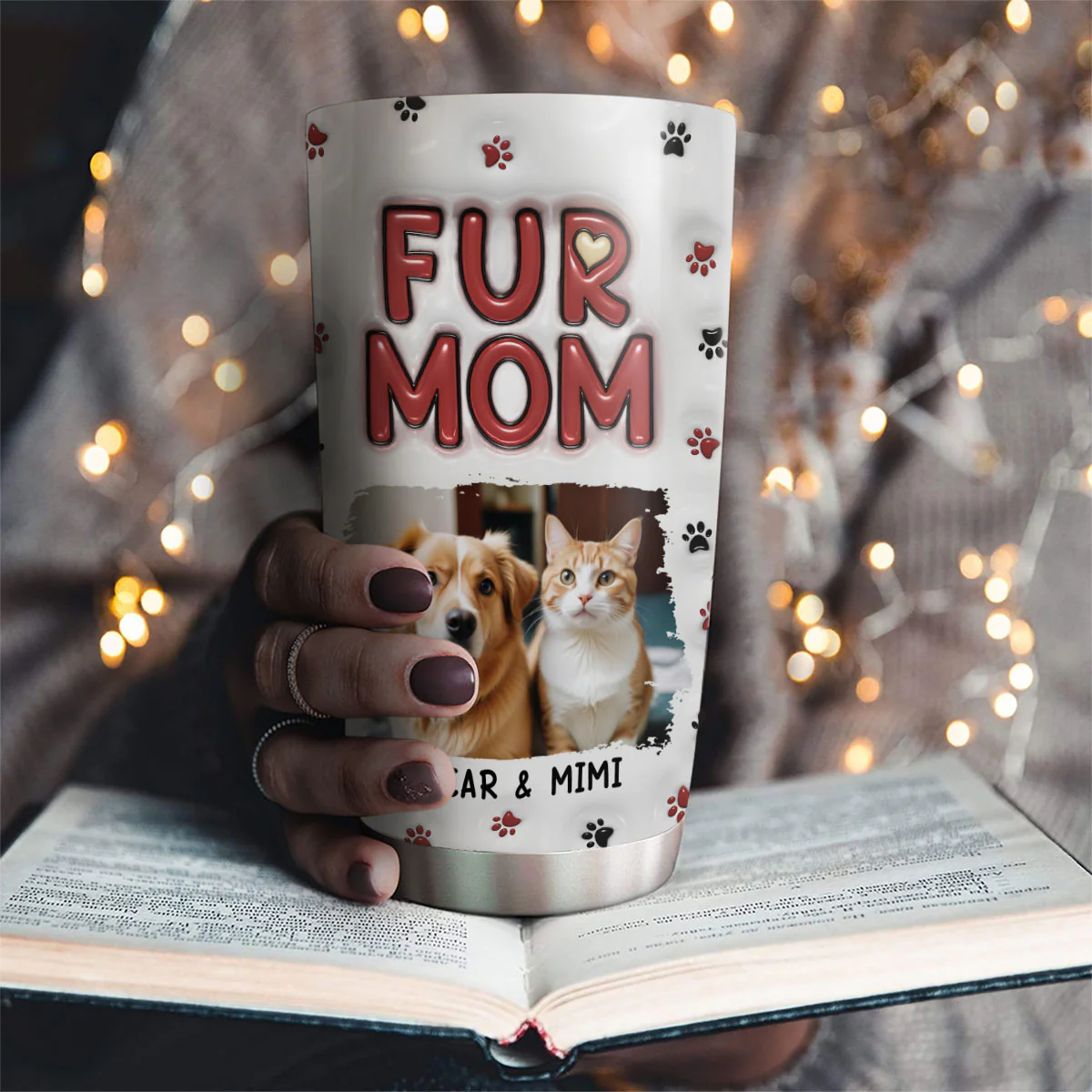 Lovely Fur Mom Photo - Personalized Custom 3D Inflated Effect Tumbler - Image 3