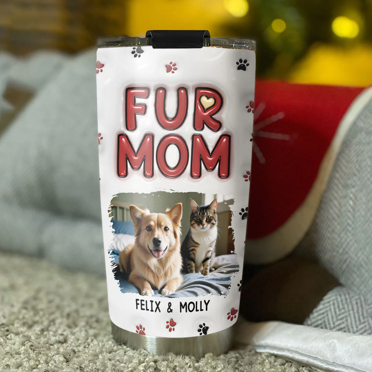 Lovely Fur Mom Photo - Personalized Custom 3D Inflated Effect Tumbler - Image 4