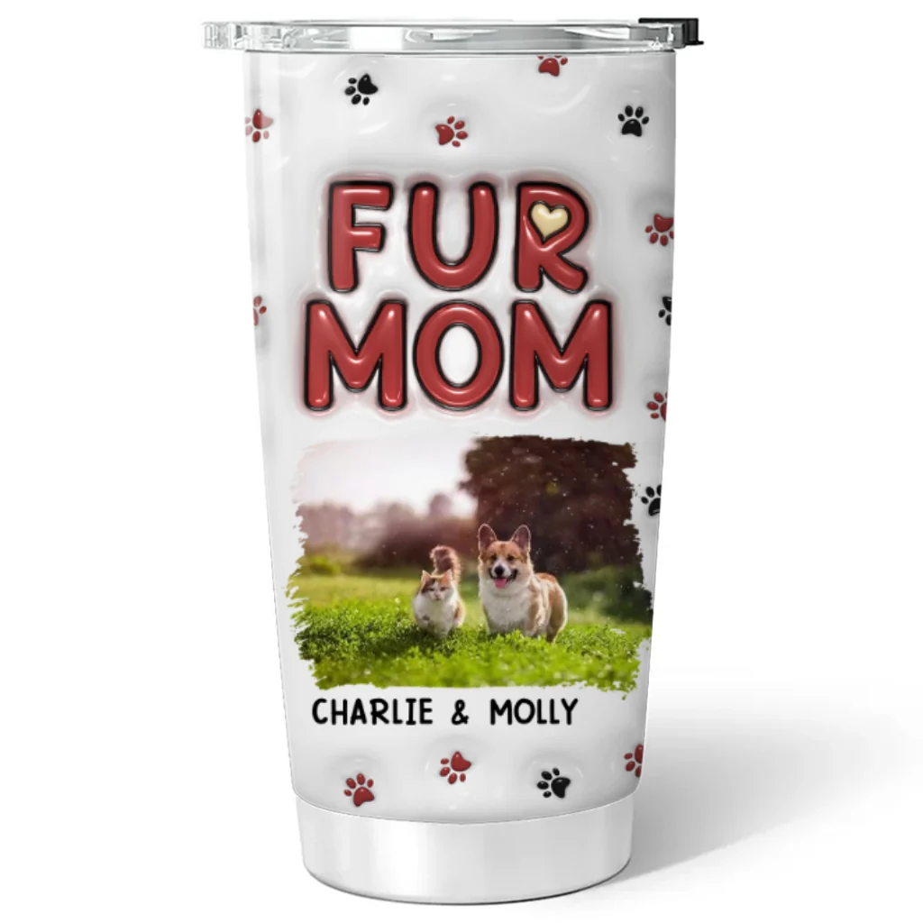 Lovely Fur Mom Photo - Personalized Custom 3D Inflated Effect Tumbler - Image 5
