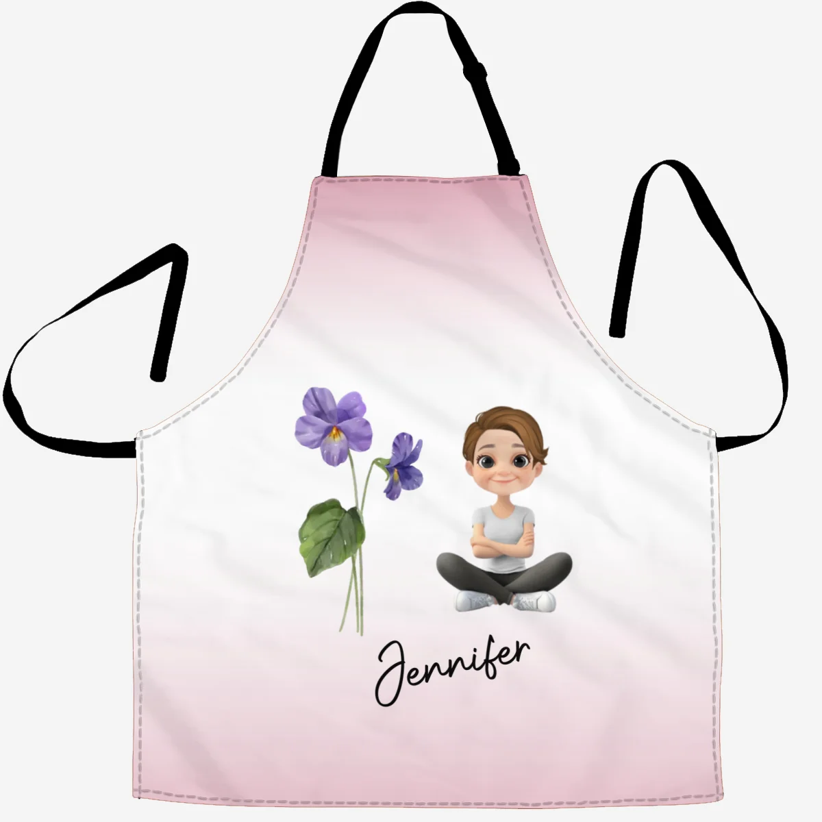 Lovely Girl Flower - Personalized Custom Apron - Image 6