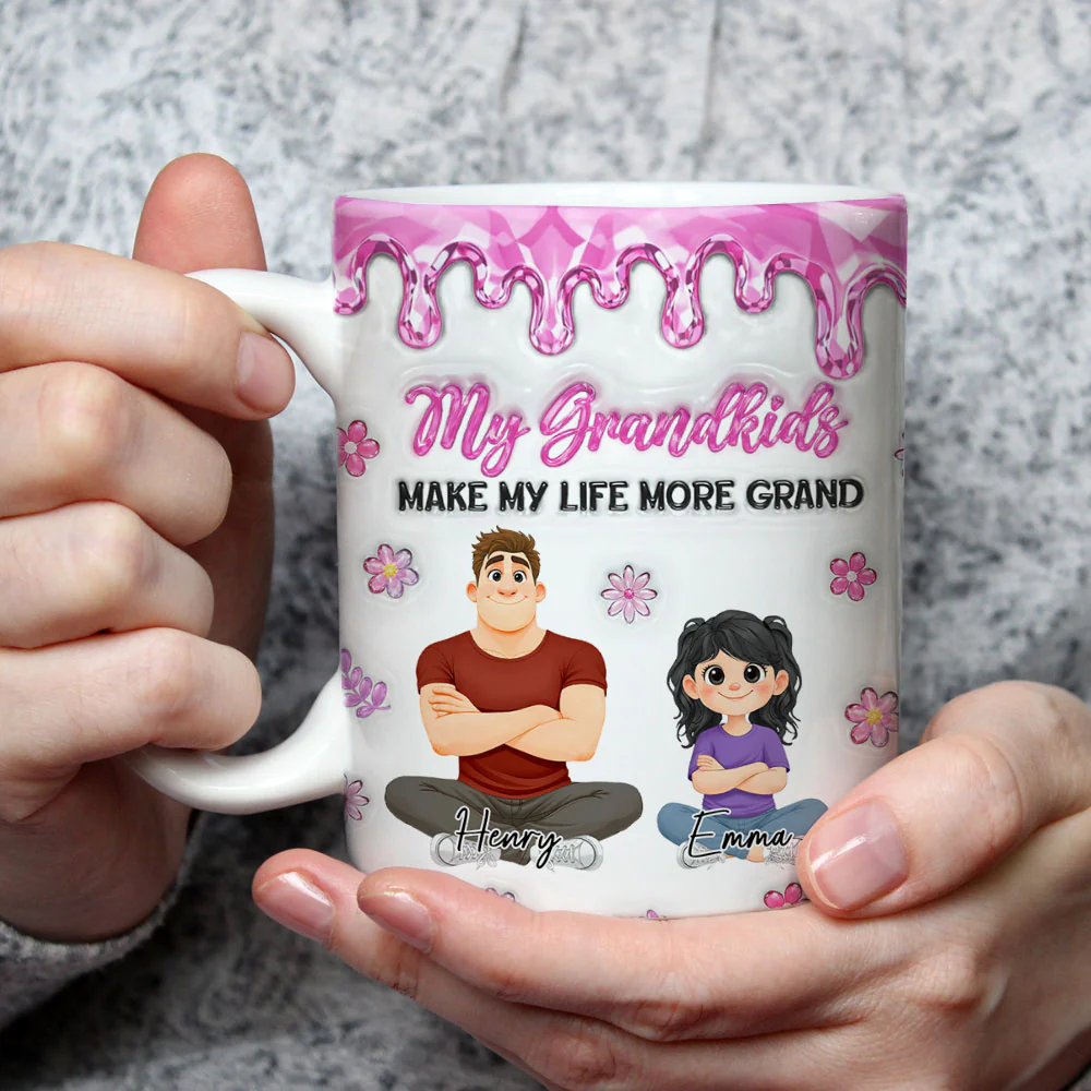 Lovely Grandkids And Grandma - Personalized Custom 3D Inflated Effect Mug - Image 3