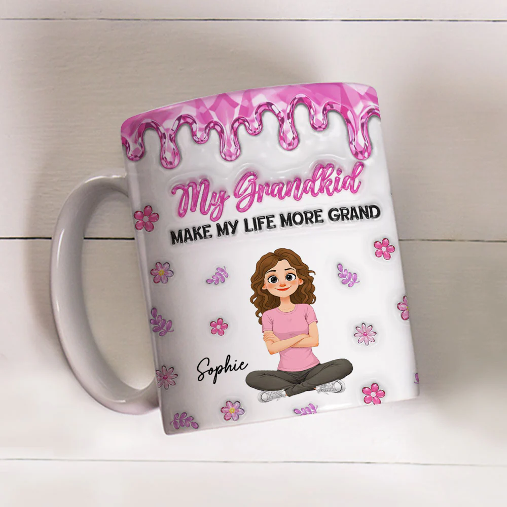Lovely Grandkids And Grandma - Personalized Custom 3D Inflated Effect Mug - Image 4