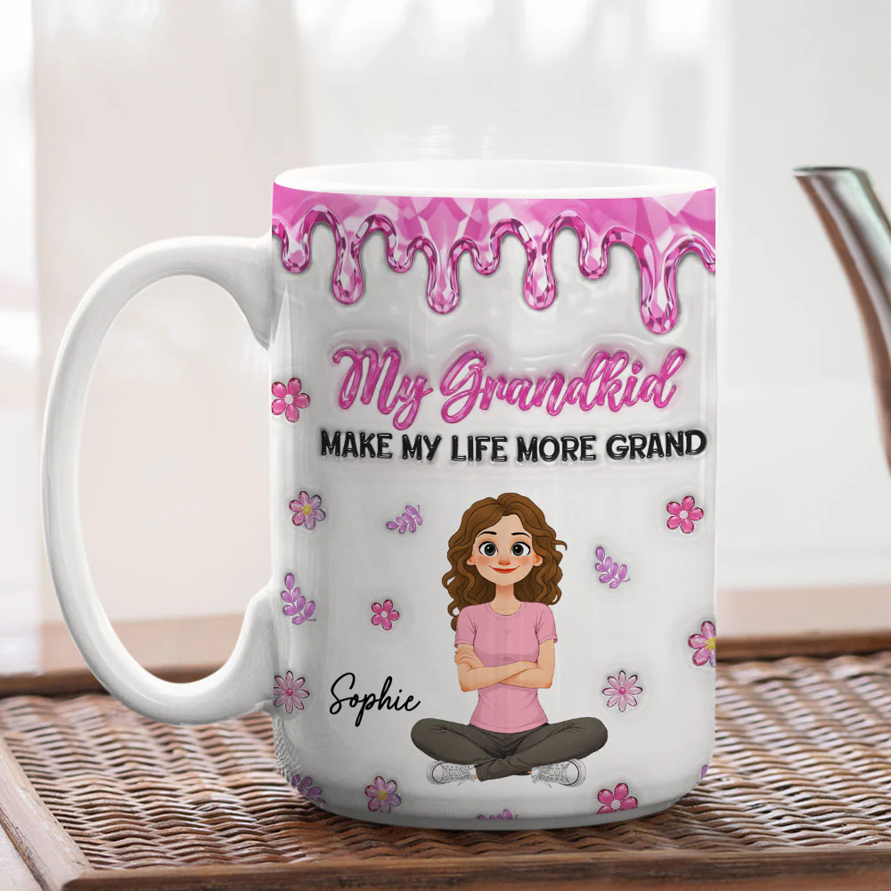 Lovely Grandkids And Grandma - Personalized Custom 3D Inflated Effect Mug - Image 6