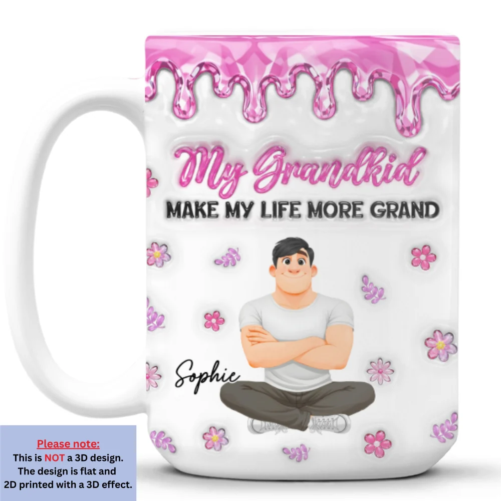 Lovely Grandkids And Grandma - Personalized Custom 3D Inflated Effect Mug - Image 9
