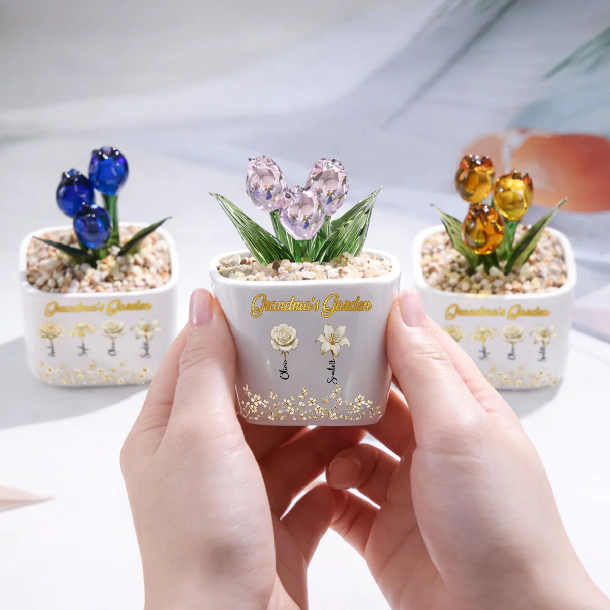 Lovely Grandma Garden- Personalized Custom Glass Everlasting Tulips - Image 5