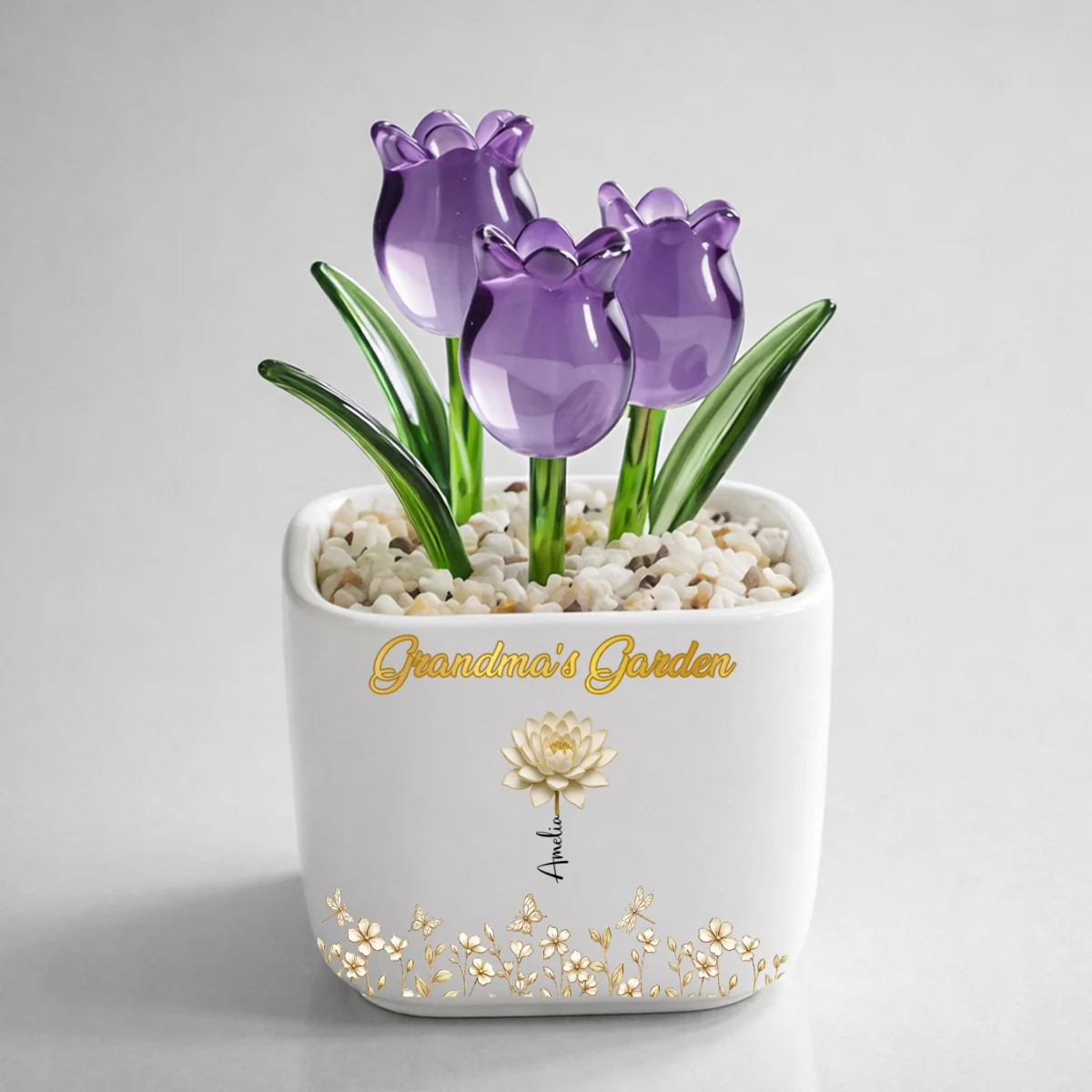 Lovely Grandma Garden- Personalized Custom Glass Everlasting Tulips - Image 9