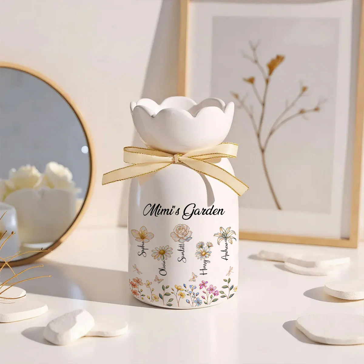 Lovely Grandma Garden - Personalized Custom Ribbon Tie Flower Vase  - Image 3
