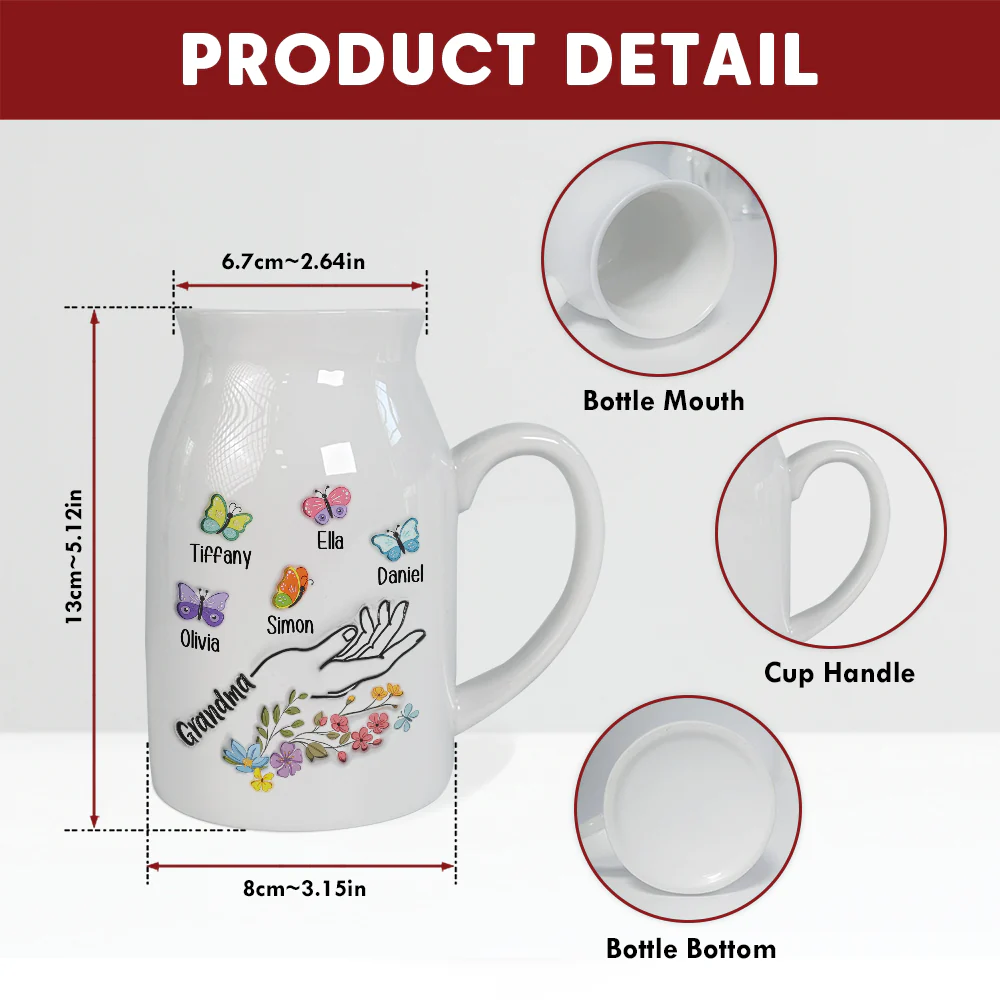 Lovely Grandma - Personalized Custom 3D Inflated Effect Flower Vase - Image 6