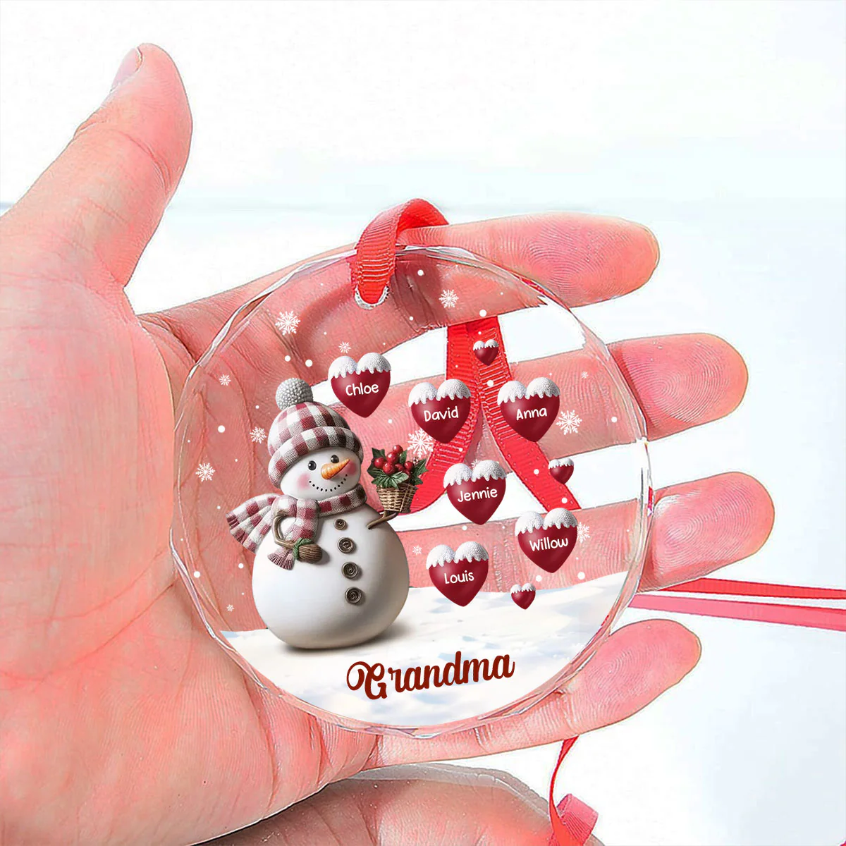 Lovely Grandma - Personalized Custom Glass Ornament - Image 2