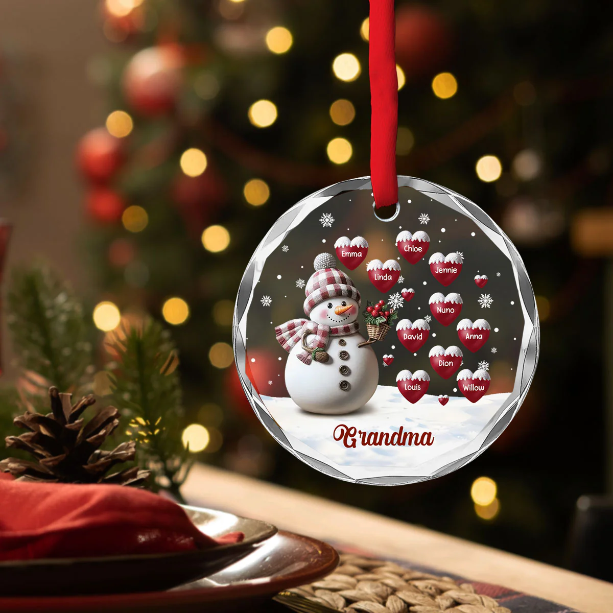 Lovely Grandma - Personalized Custom Glass Ornament - Image 5