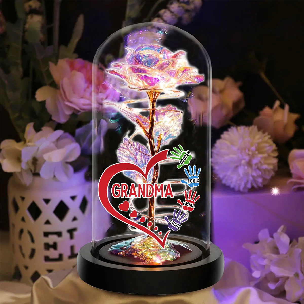 Lovely Grandma - Personalized Custom Sparkly Rose - Image 4