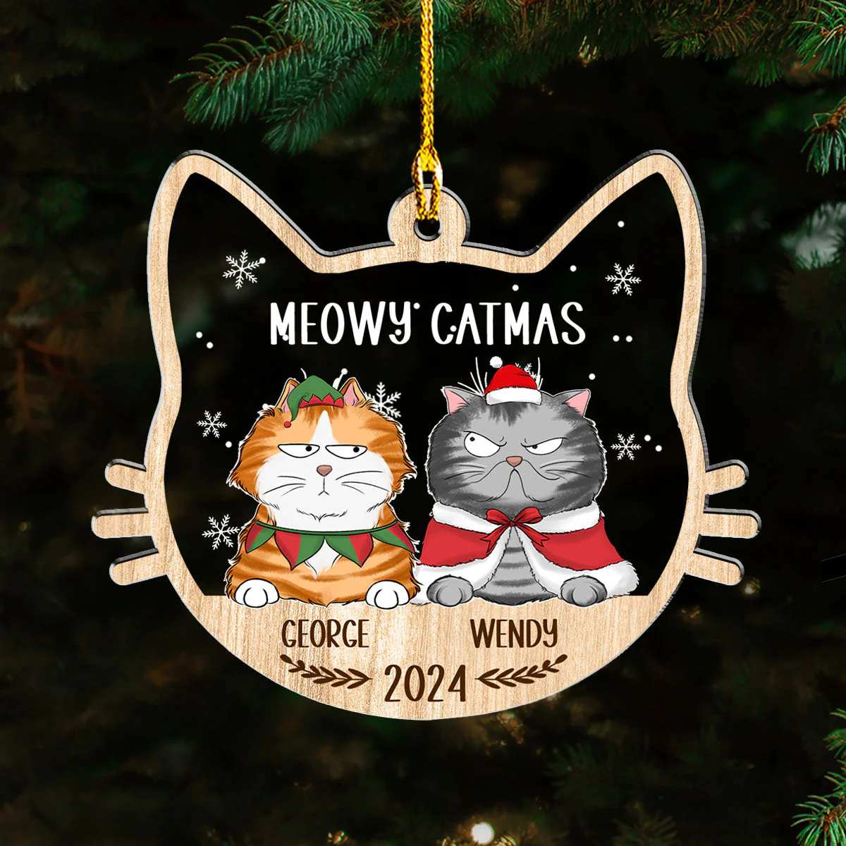 Lovely Meowy Catmas - Personalized Custom Acrylic Ornament