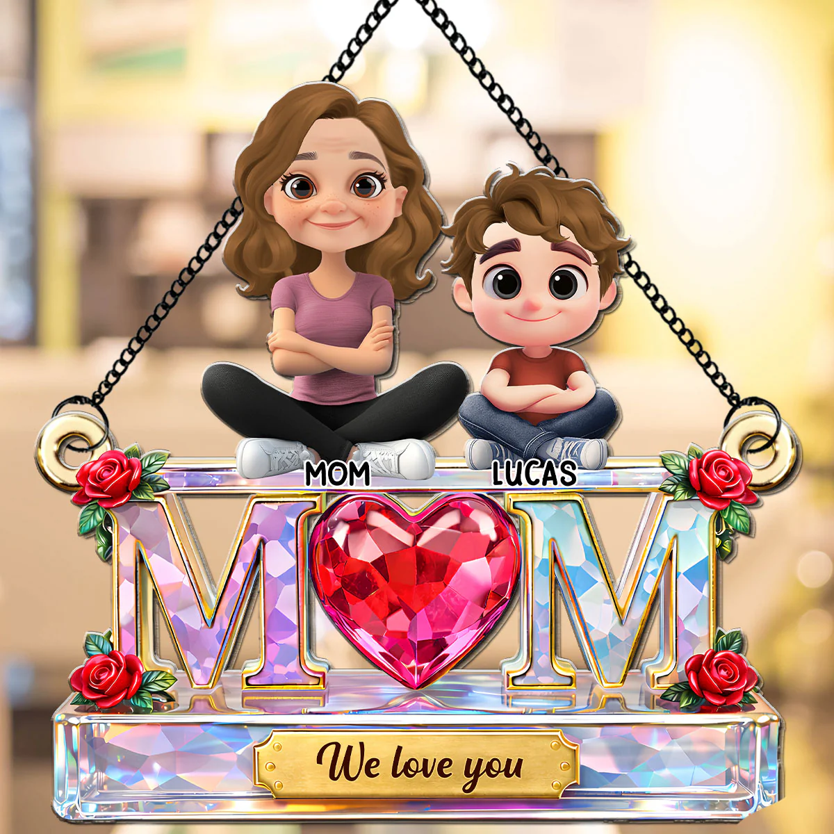 Lovely Mom - Personalized Custom Suncatcher - Image 2