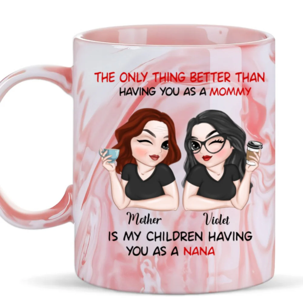 Lovely Nana - Personalized Custom Pink Marble Mug - Image 5