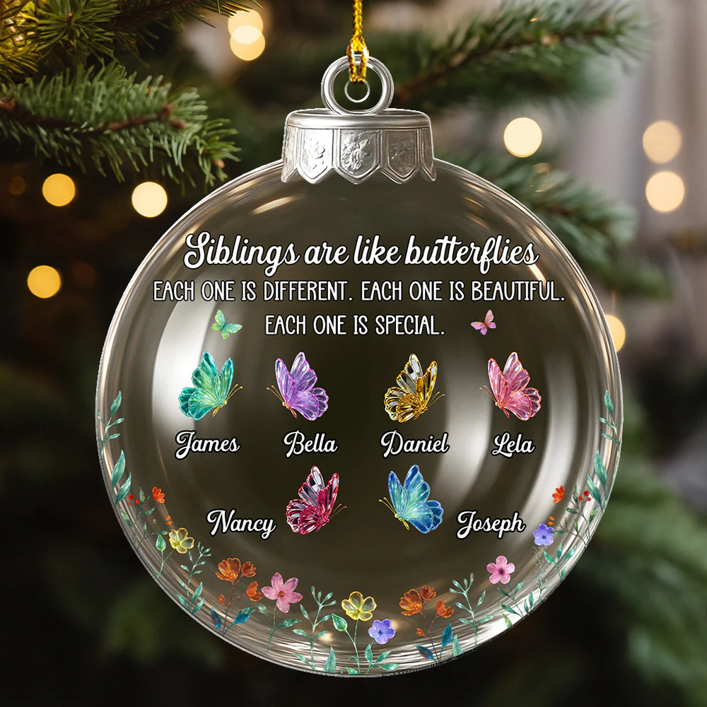 Lovely Siblings - Personalized Custom Acrylic Ornament - Image 5