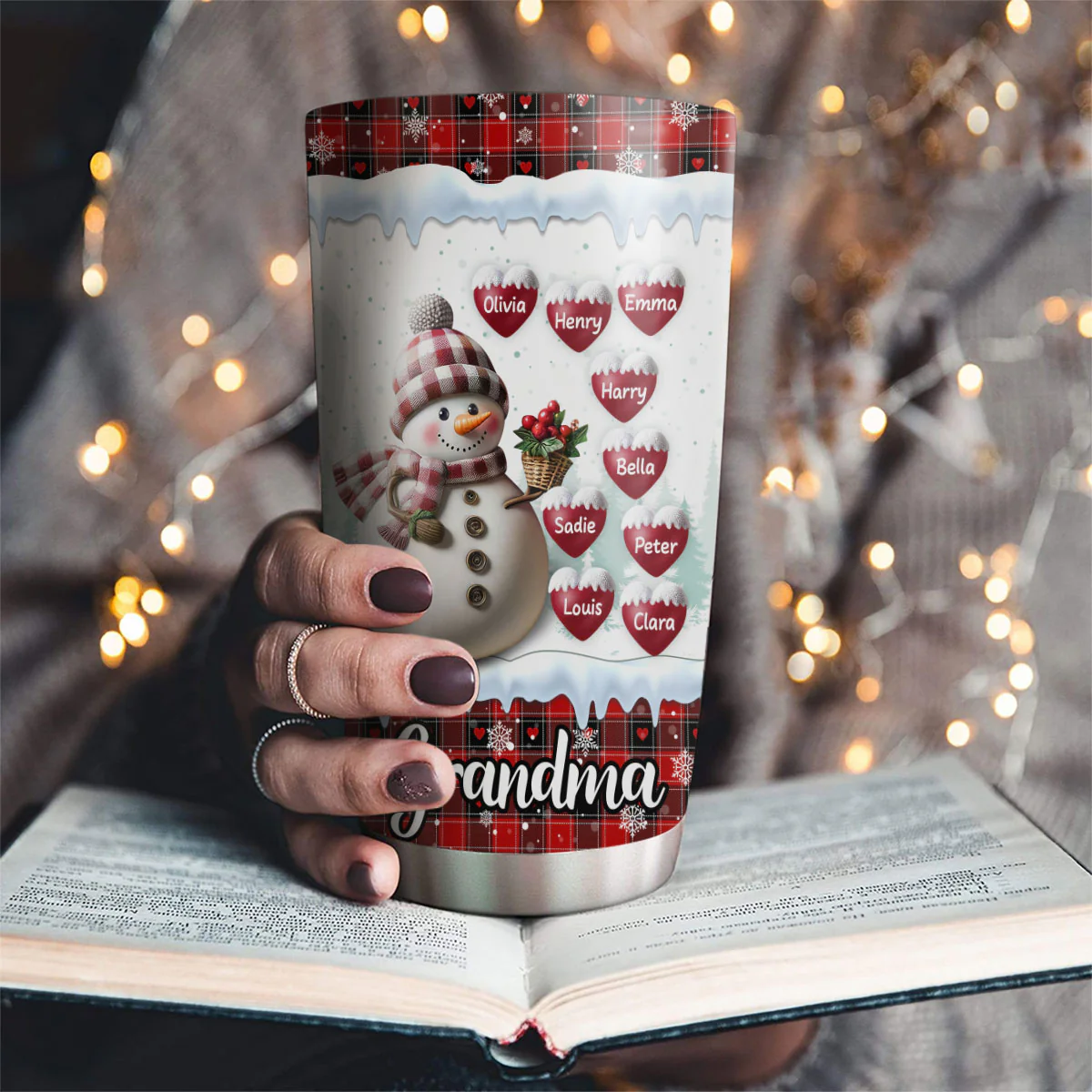 Lovely Snowman Grandma - Personalized Custom Tumbler - Image 2