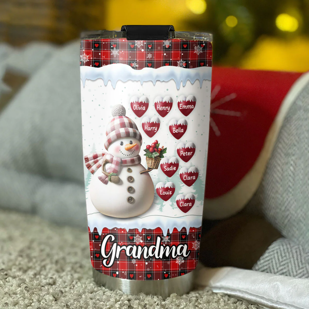 Lovely Snowman Grandma - Personalized Custom Tumbler - Image 3