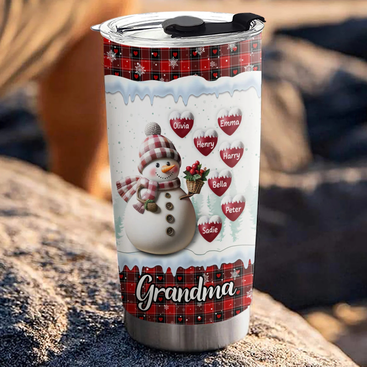 Lovely Snowman Grandma - Personalized Custom Tumbler - Image 4