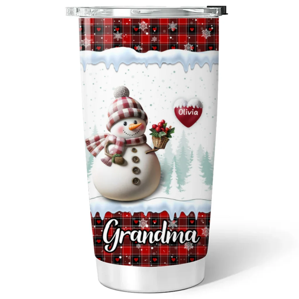 Lovely Snowman Grandma - Personalized Custom Tumbler - Image 5