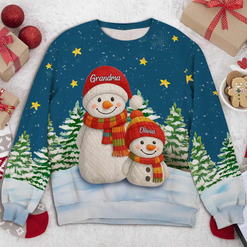 Lovely Snowmen - Personalized Custom All-Over-Print Sweatshirt - Image 2