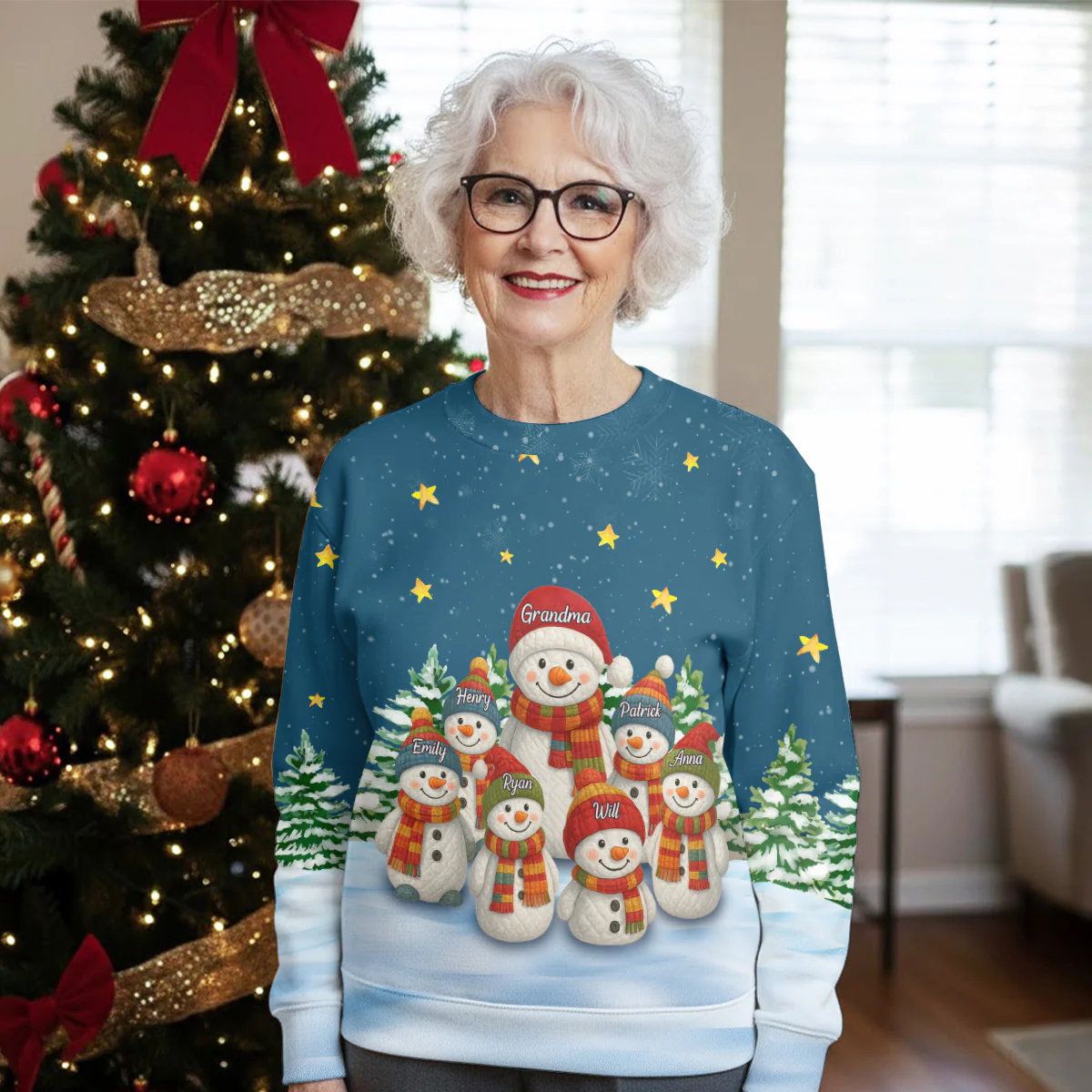 Lovely Snowmen - Personalized Custom All-Over-Print Sweatshirt - Image 4