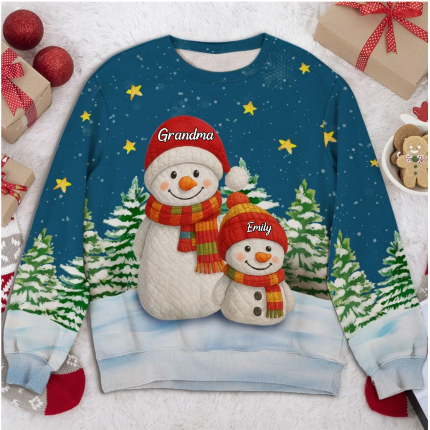 Lovely Snowmen - Personalized Custom All-Over-Print Sweatshirt - Image 5
