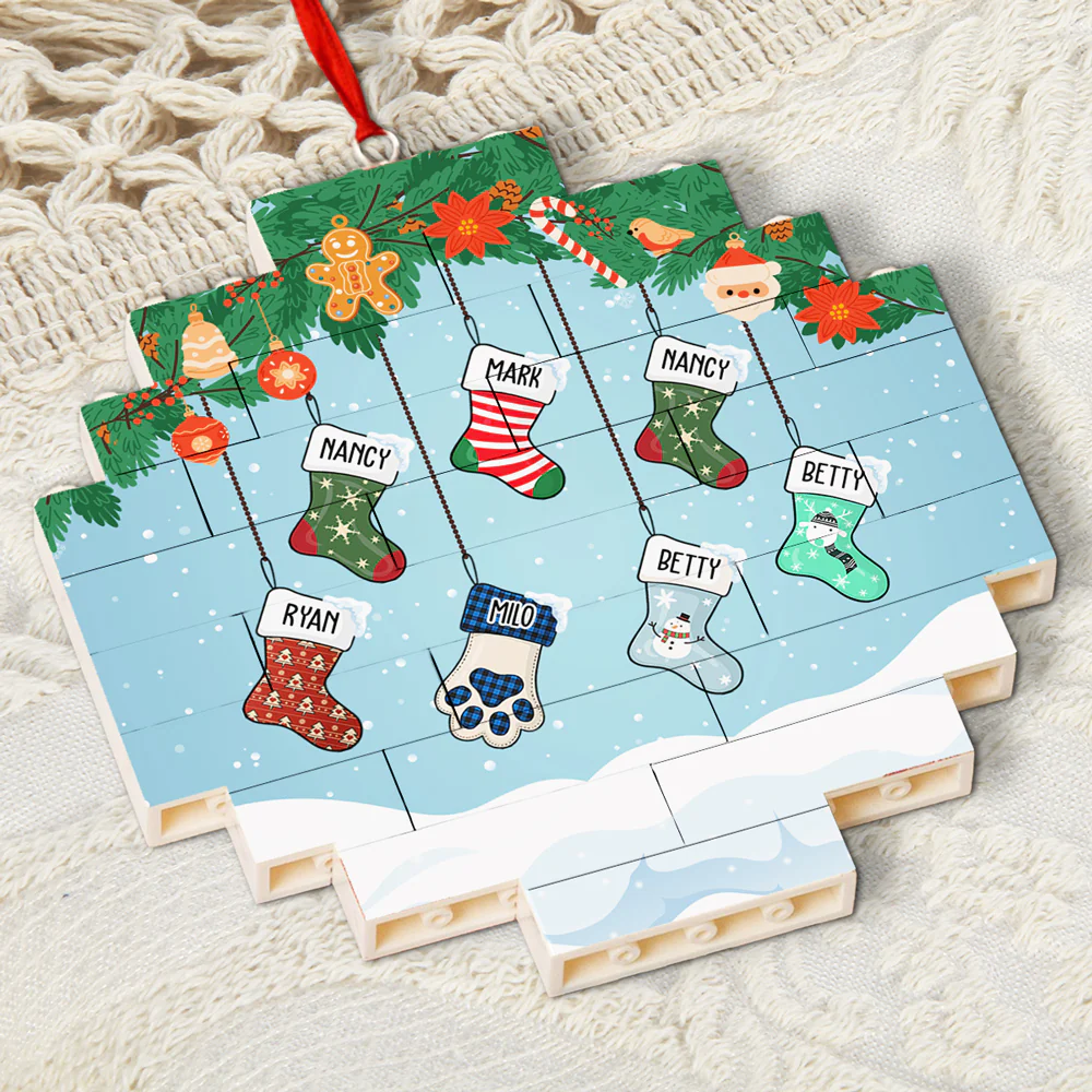 Lovely Stocking - Personalized Custom Puzzle Ornament - Image 2