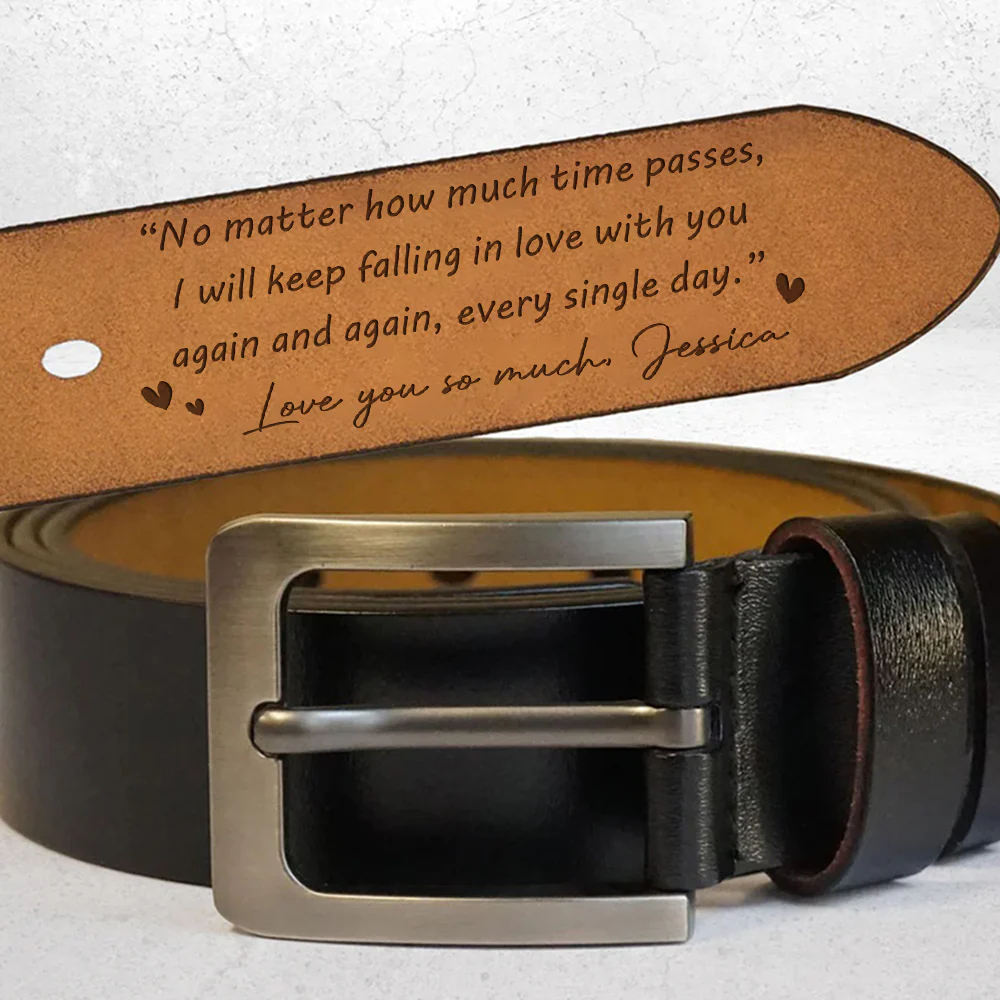 Loving You More Each Day - Personalized Engraved Leather Belt