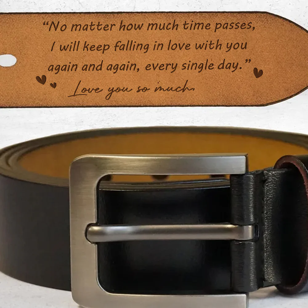 Loving You More Each Day - Personalized Engraved Leather Belt - Image 2